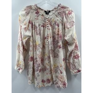 Paige Women’s 3/4 Sleeve Jaylee Smocked Button Front Blouse Size Small